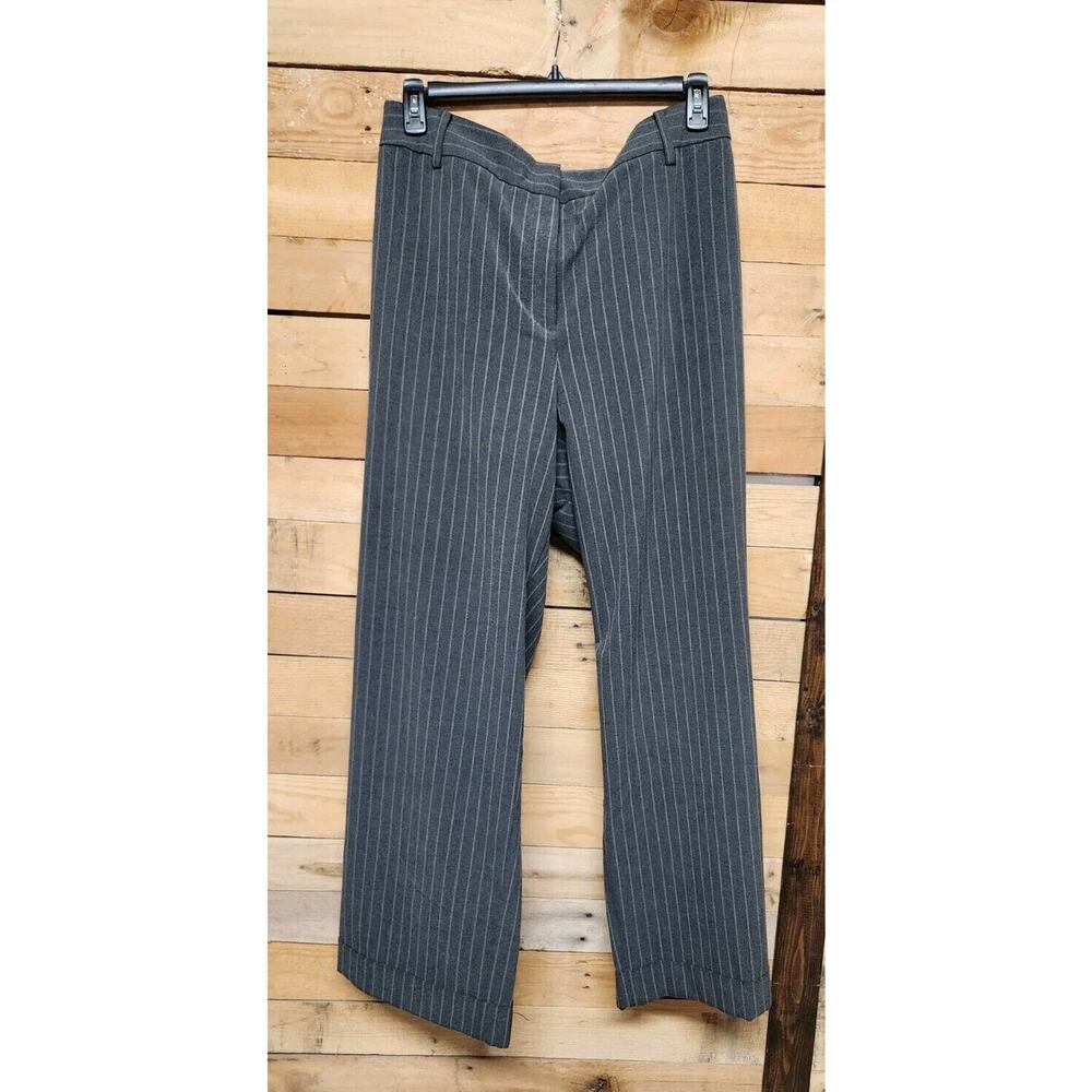 Lane Bryant Womens Pin Striped Wide Leg Trousers Pants Size 28 Average Gray